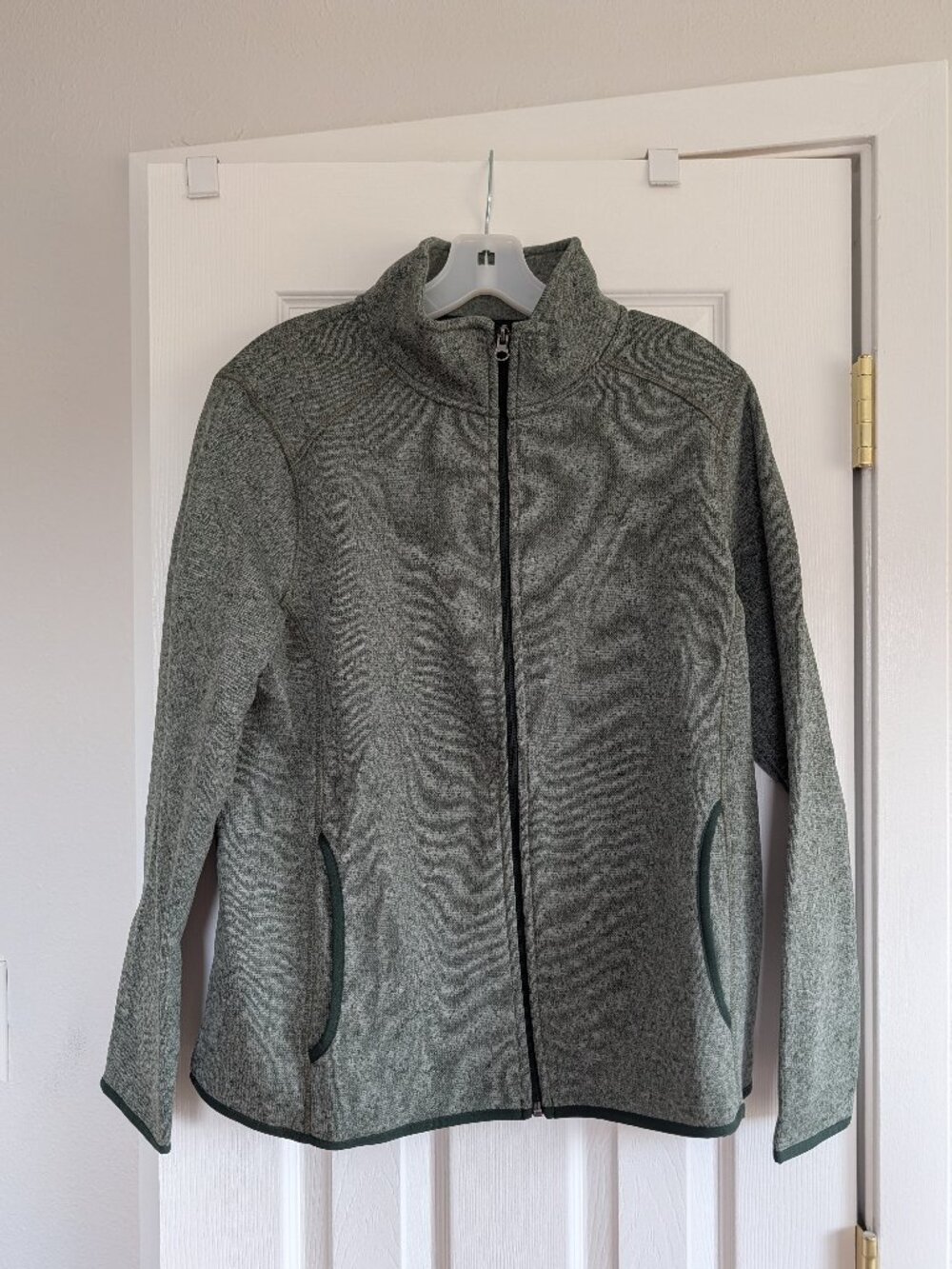 Eddie Bauer Fleece Zip-up Sweater, Heathered Green